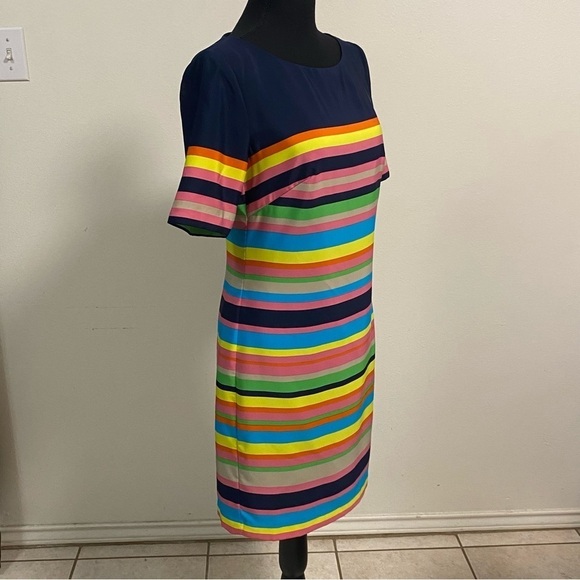 Trina Turk Dress Women’s Size 2 Navy & Multi Color stripe shift dress - Picture 3 of 16